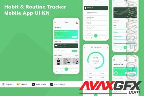 Habit & Routine Tracker Mobile App UI Kit FWKG3T6