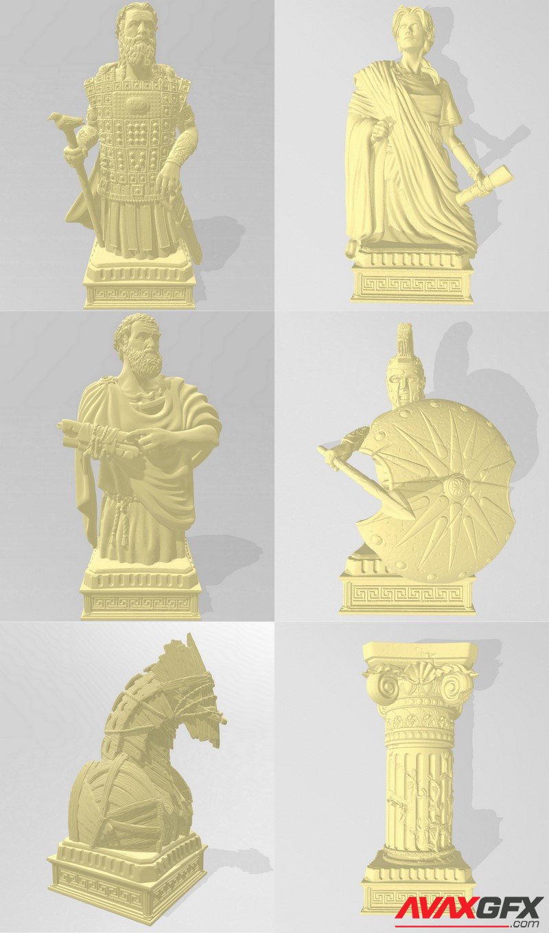 Greek Chess Set - 3D Print Model