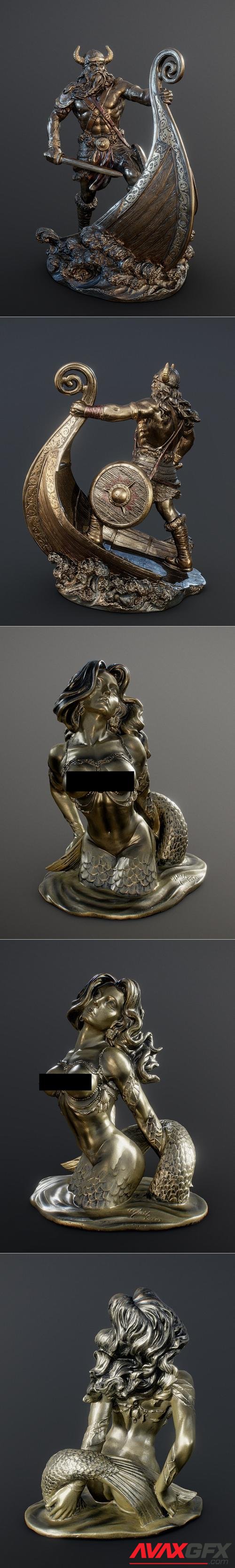 Viking Warrior and Sexy Mermaid Figurine (PG13) – 3D Print