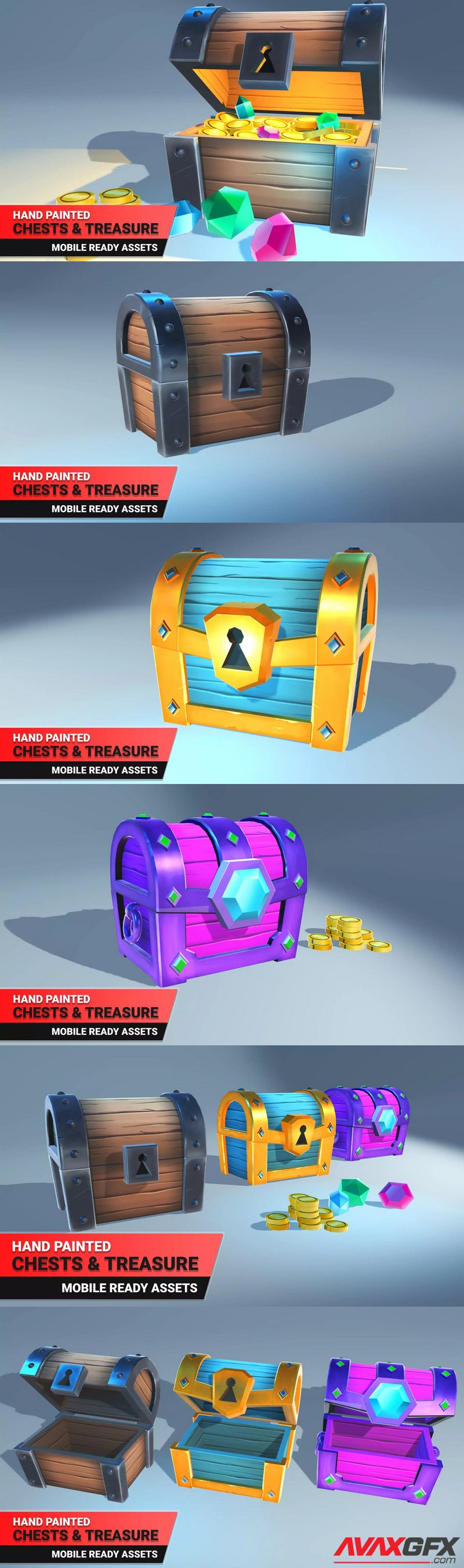 Hand Painted Chests & Treasure | Download 3D Assets, Models for Game Design