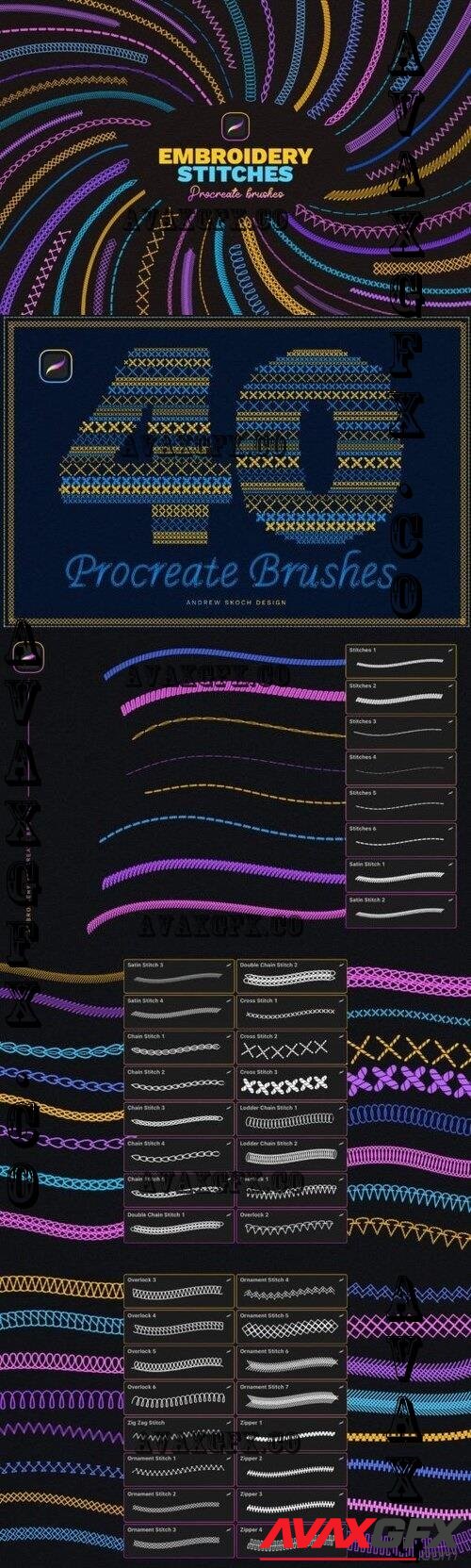 Embroidery Stitches Procreate Brush - 10265115