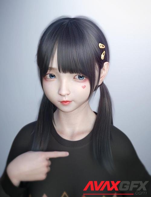 SU Cute Double Ponytail for Genesis 8 and 8.1 Females