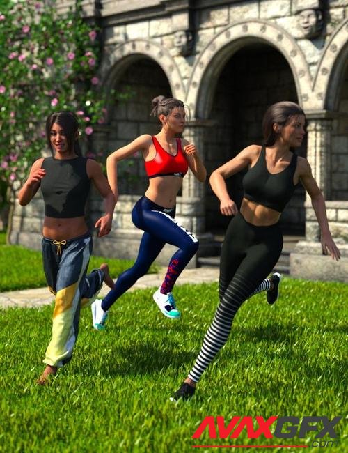 Just Running Around Poses for Genesis 8 and 8.1 Female