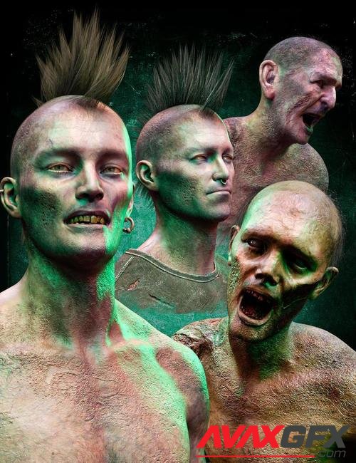 M3DZ Zombie Hair Set for Genesis 8 and 8.1 Males