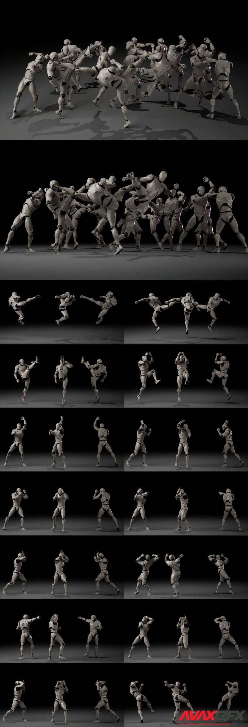 Combat Animations - Kickboxing and Muay Thai V2