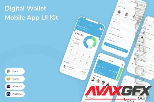 Digital Wallet Mobile App UI Kit M7HSTYG