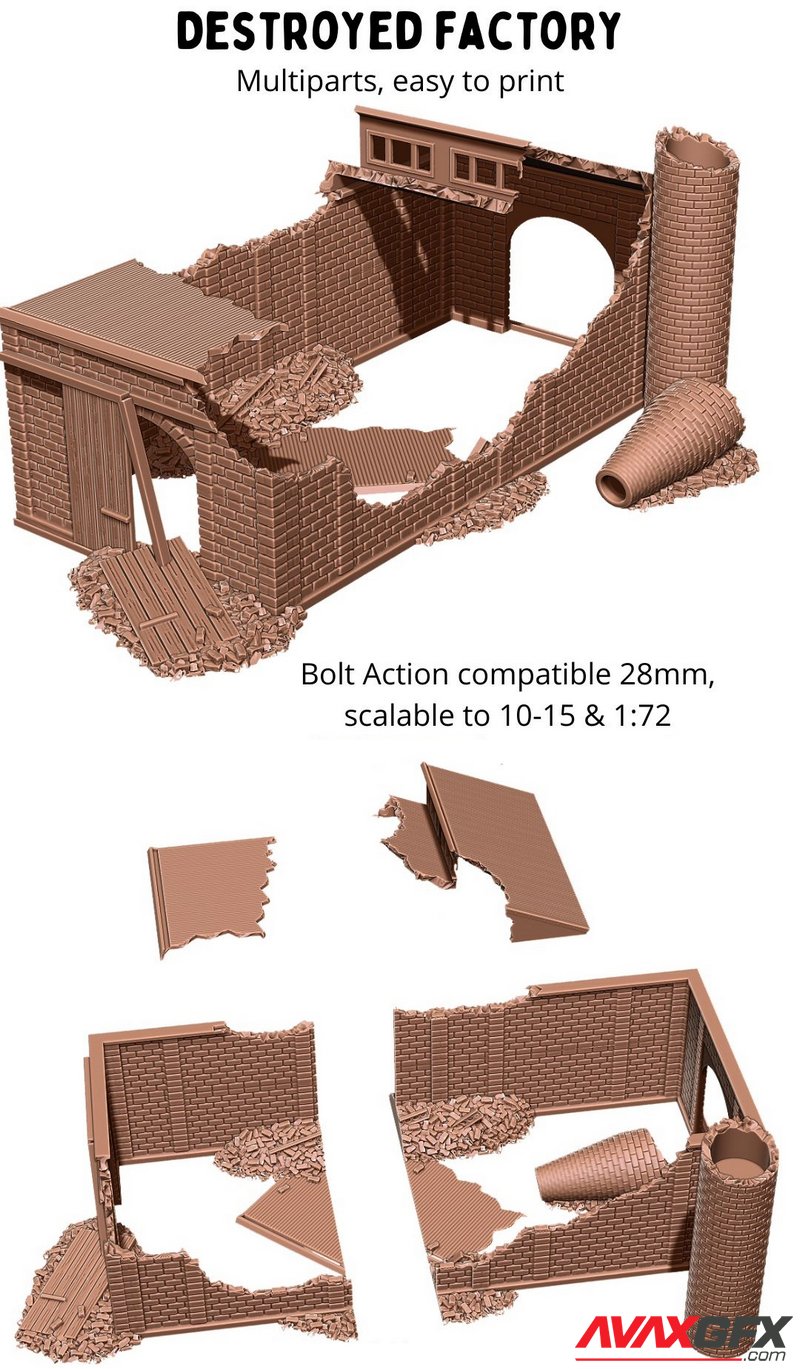 Destroyed Factory - 3D Print Model