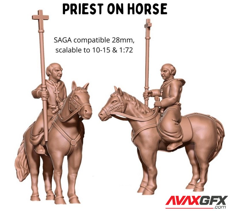 Priest on Horse - 3D Print Model