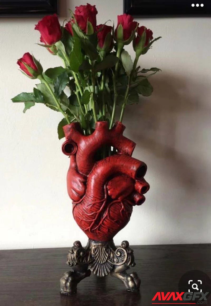 Pot for flowers in the shape of a human heart