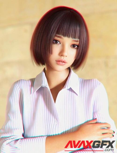 Minto Hime Bob Hair for Genesis 8 and 8.1 Females