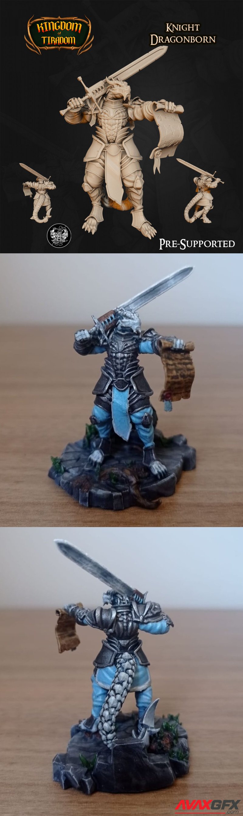 Kingdom of Tiradom - Dragonborn Knight - 3D Print Model