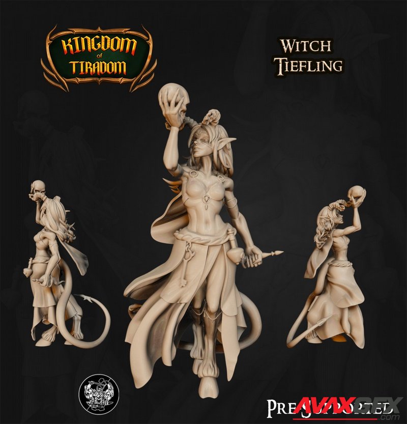 Kingdom of Tiradom - Tiefling Witch - 3D Print Model