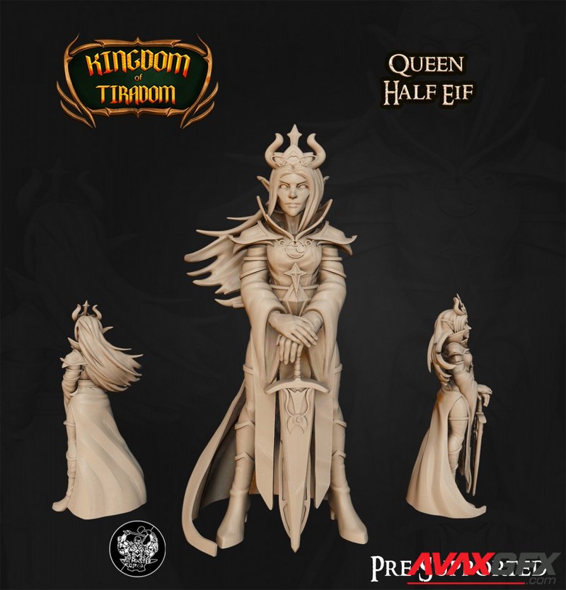 Kingdom of Tiradom - Half Elf Queen - 3D Print Model