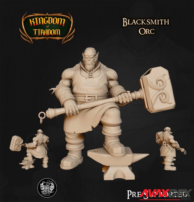 Kingdom of Tiradom - Orc Blacksmith - 3D Print Model
