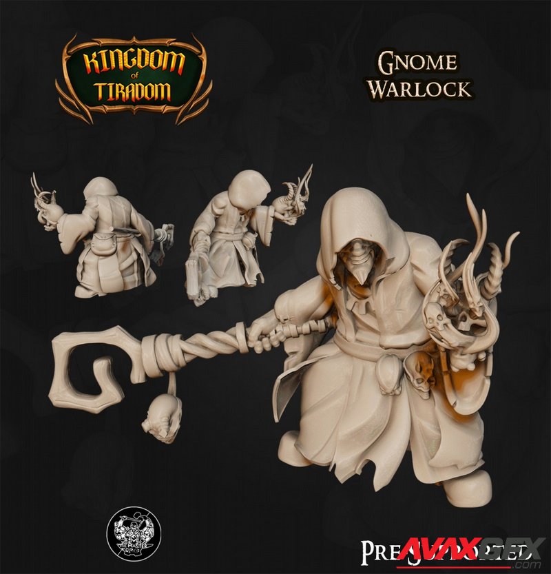 Kingdom of Tiradom - Gnome Warlock - 3D Print Model