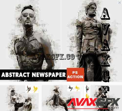 Abstract Newspaper Photoshop Action - 40124356