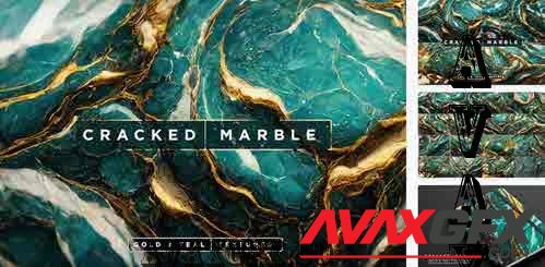 Gold & Teal Cracked Marble Textures