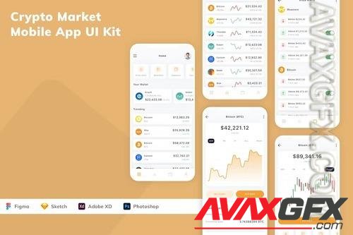 Crypto Market Mobile App UI Kit EQRGP4Z