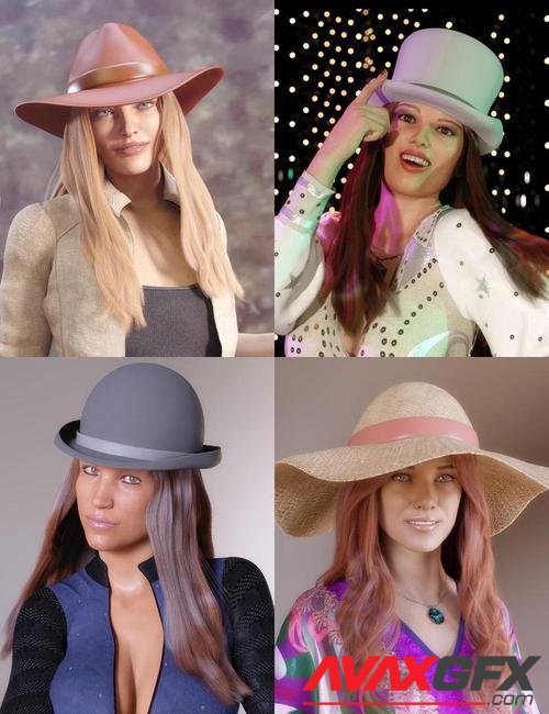 Brimmed Hats for Beanie Hair for Genesis 8 and 8.1 Females