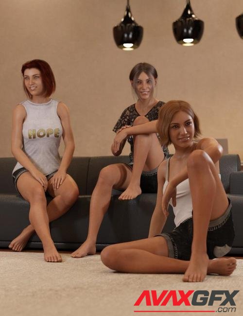 Just Sitting Around Poses for Genesis 8 and 8.1 Female