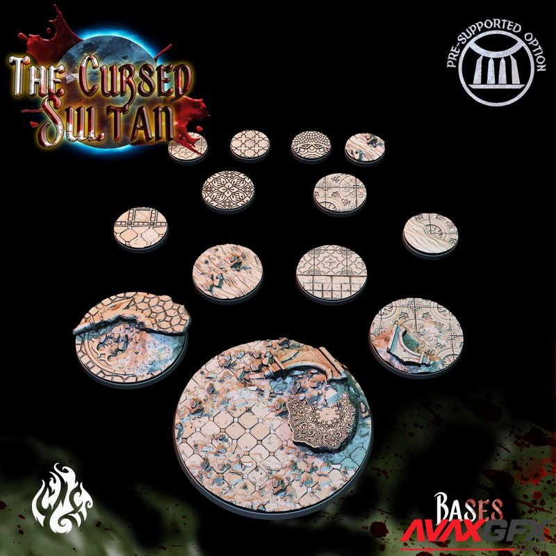 The Cursed Sultan - Middle Estern Themed Ruined Bases - 3D Print Model