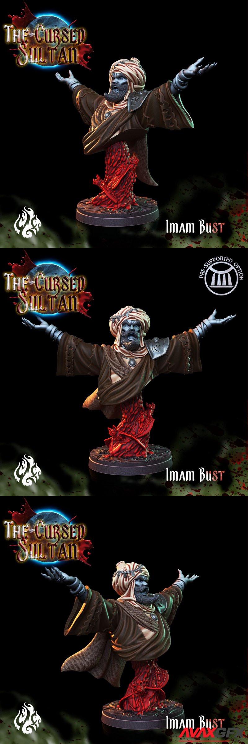 The Cursed Sultan - Imam Vampire Bust - 3D Print Model