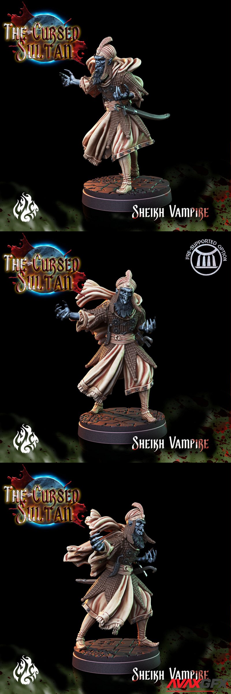 The Cursed Sultan - Sheikh Vampire - 3D Print Model