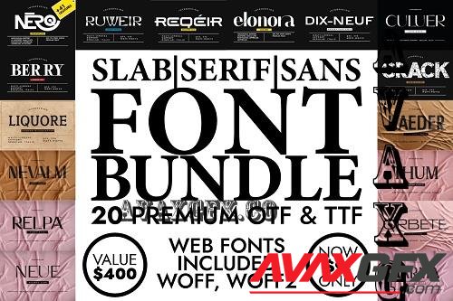 Slab Serif, Serif, Sans Serif Font Bundle -  20 Premium Fonts