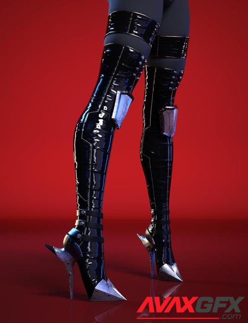 Neko Samurai Boots for Genesis 8 and 8.1 Females