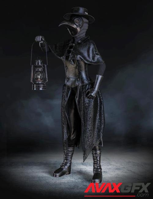 Halloween Plague Doctor Outfit for Genesis 8 and 8.1 Females