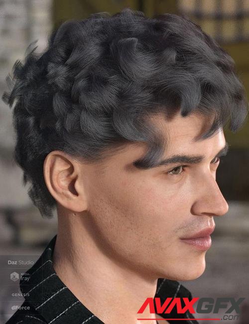 dForce Emile Hair for Genesis 3 and 8 Male(s)