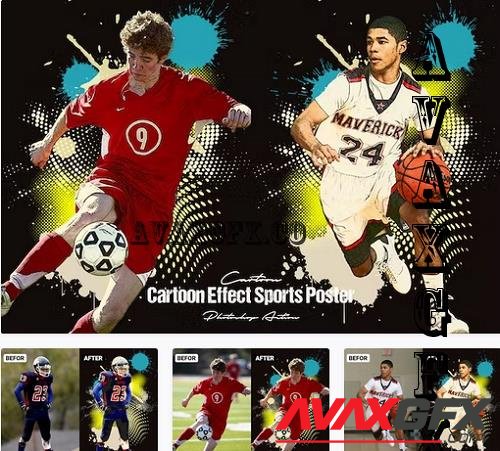 Cartoon Effect Sports Poster - 7DHX9Q2