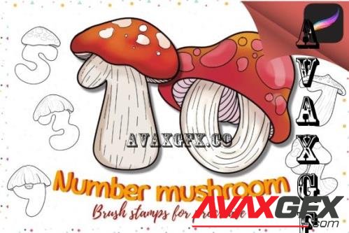 Brush Stamps Number Mushroom