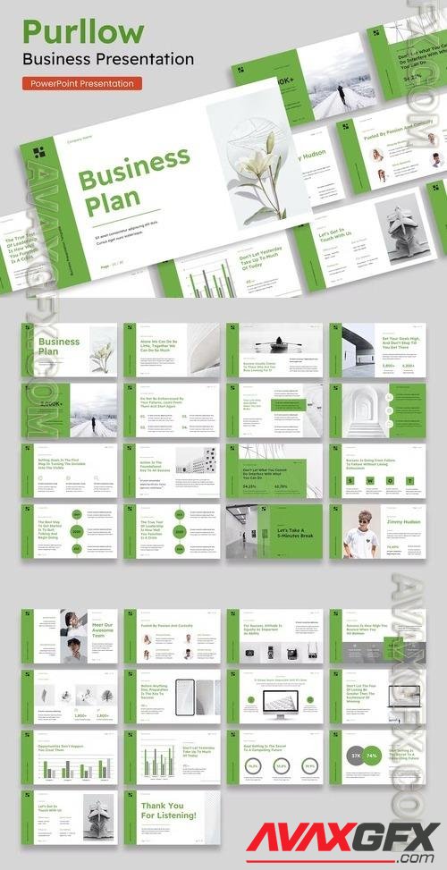Simple Green White Creative Modern Business Plan Powerpoint, Keynote and Google Slides 