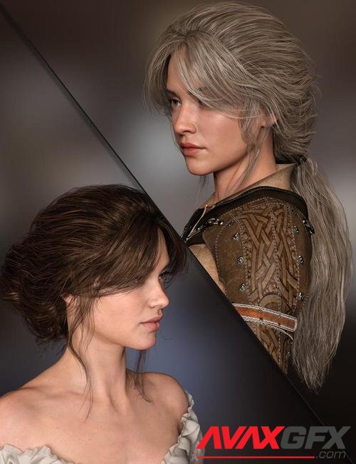 MRL Messy Hair Pack 2 For Genesis 8 and 8.1 Females