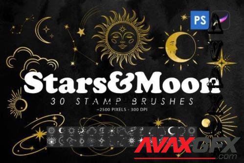 Stars & Moon Stamp Brushes