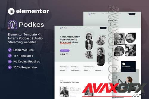 ThemeForest - Podkes - Podcast & Audio Streaming Elementor Template Kit/40385990