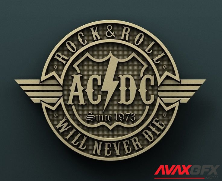 Медаль 3д модель 23 февраля ЧПУ. AC DC logo.