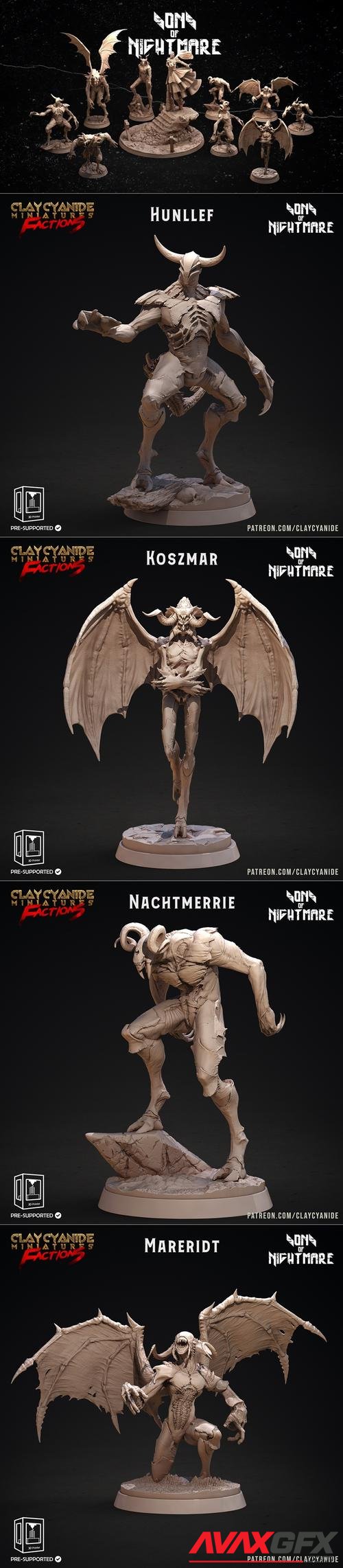 Clay Cyanide Miniatures - Sons of Nightmare – 3D Print