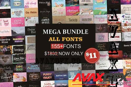 Mega Fonts Bundle - 158 Premium Fonts