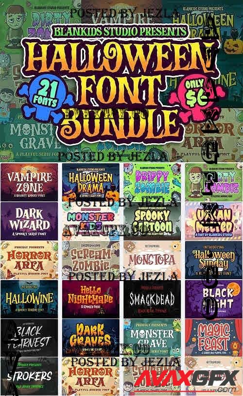 Halloween Font Bundle - 21 Premium Fonts