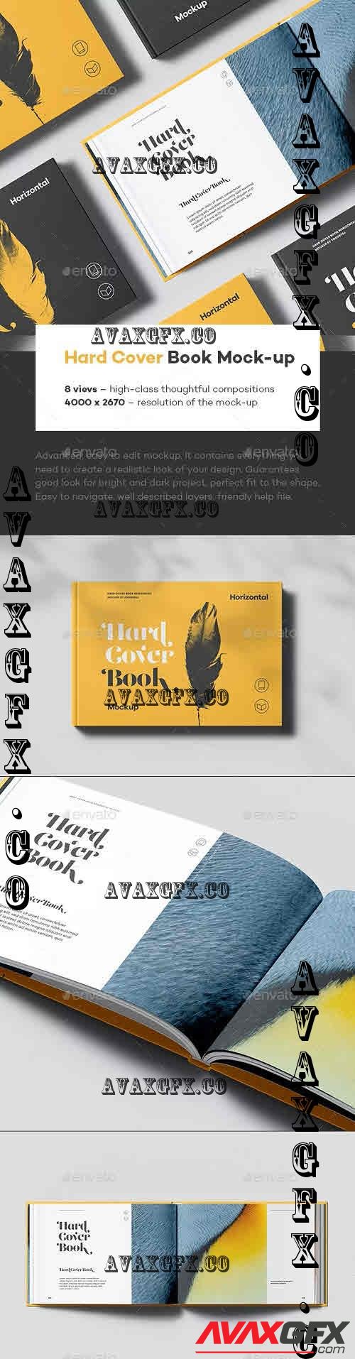 Hard Cover Horizontal Book Mock-up - 40185339