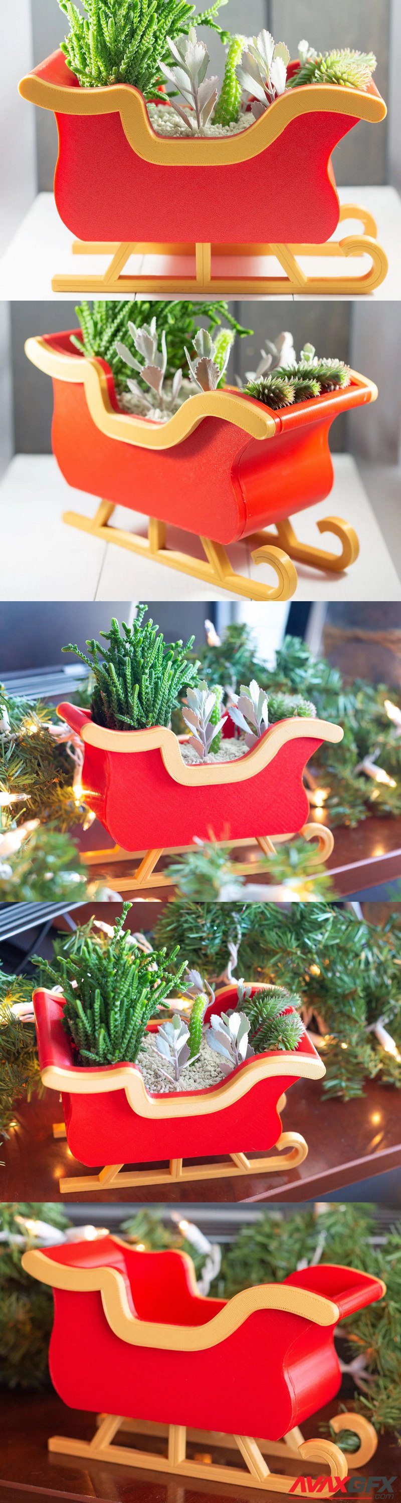 Christmas Sleigh Decorplanter - 3D Print Model