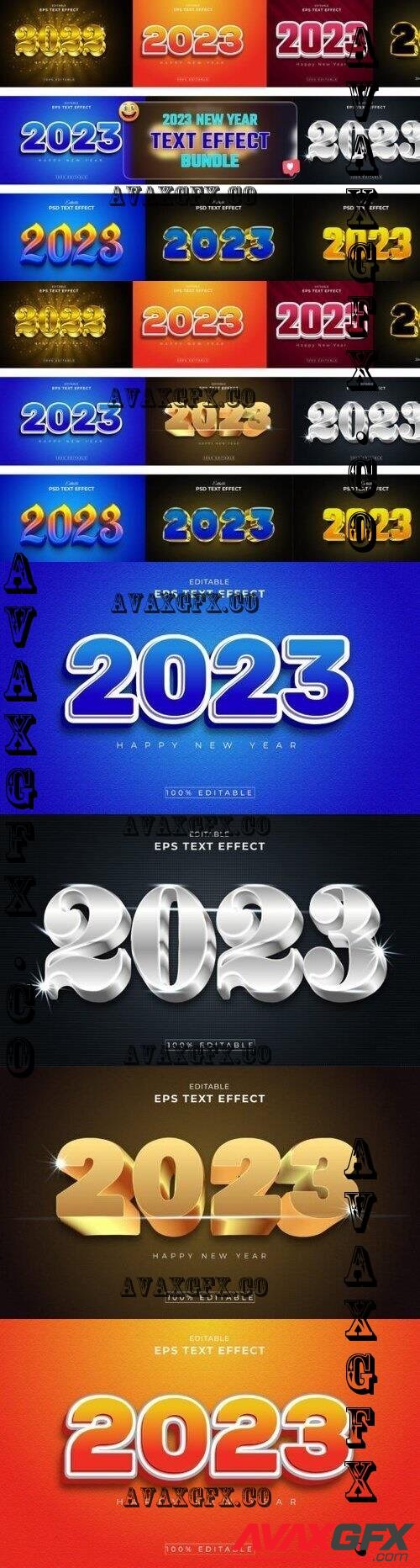 2023 New Year 3d Text Effect Bundle - 10361946