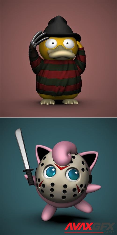 Psyduck Freddy Krueger and Jigglypuff Jason – 3D Print