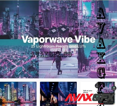 25 Vaporwave Vibe Lightroom Presets - 10341252