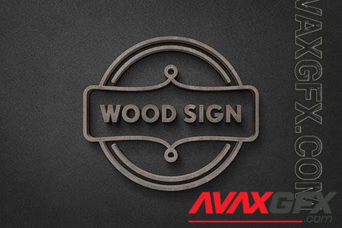 Dark Wood Sign Logo Mockup