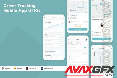 Driver Tracking Mobile App UI Kit 5QKRP3S