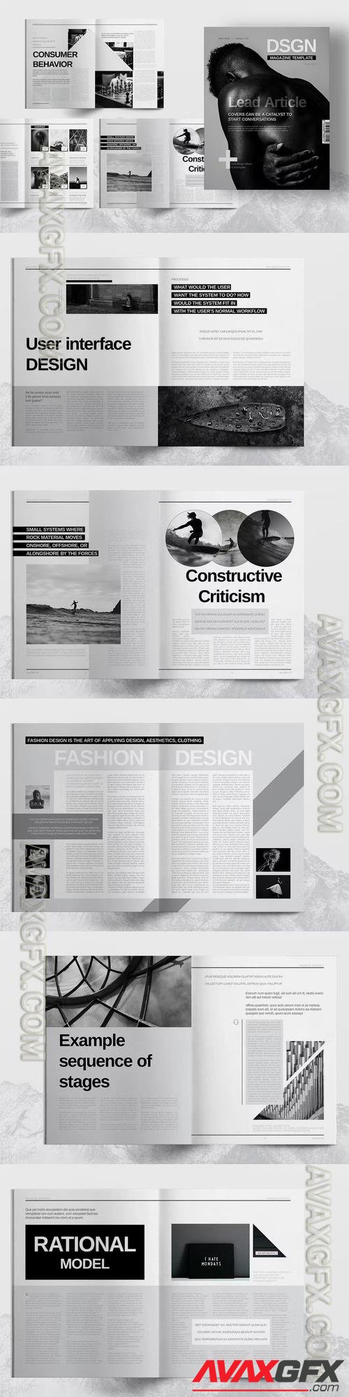 Black and White Magazine Template 9D54EZA