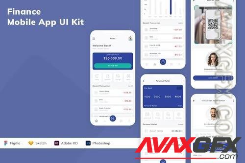 Finance Mobile App UI Kit 8MQFTJK